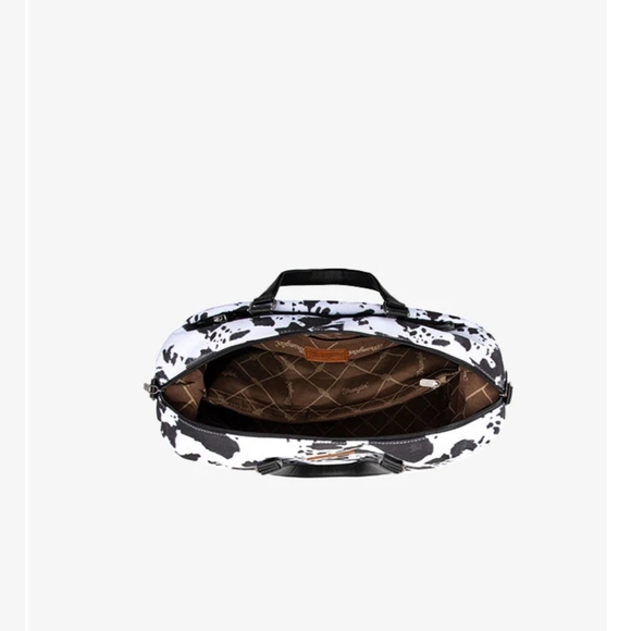 Wrangler Travel Duffle Bag ,Oversized Cow Print Weekender Bag Overnight, Black - Picture 6 of 7